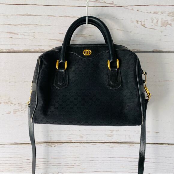 Gucci Black GG Supreme Canvas Boston Satchel with Crossbody Strap Authentic - Picture 5 of 15